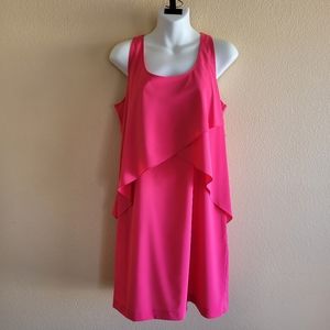 ANN TAYLOR Heliconia Pink Layered Shift Dress Sleeveless Size 6